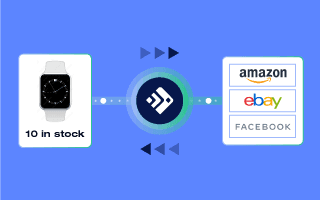 10 in stock smartwatch inventory sync across Amazon, eBay, and Facebook channels.