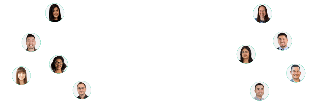 Diverse team of people with a world map behind them, representing global support.