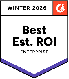 G2 Best Est. ROI Enterprise badge for Winter 2026