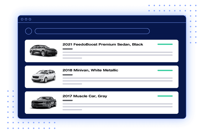 Managing vehicle catalog listings with make, model, year, and status.