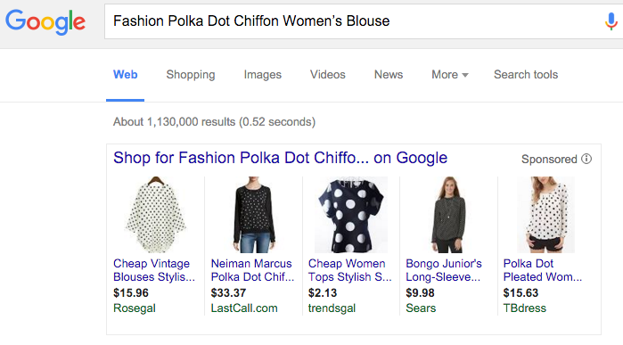 google shopping example