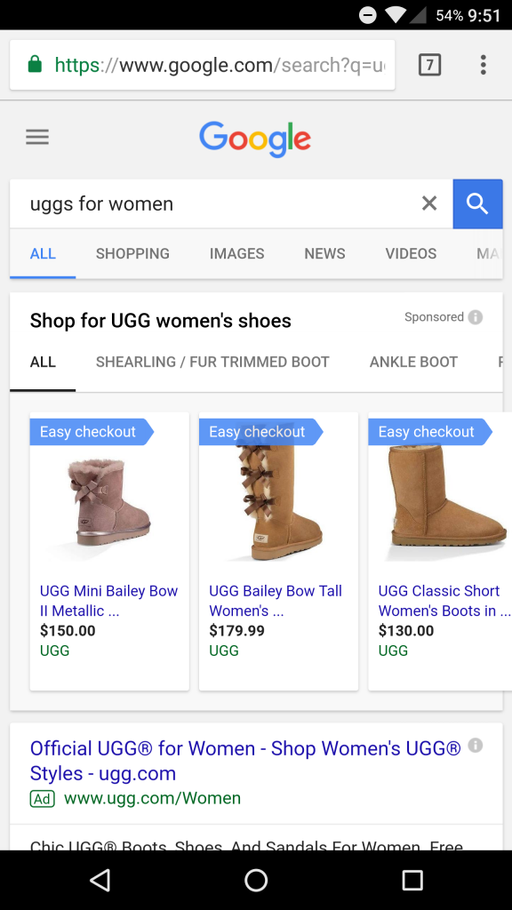 uggs purchases on google