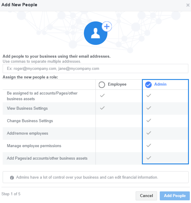 facebook admin access