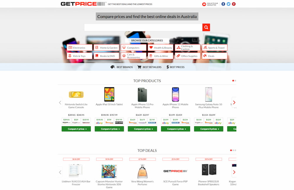 GetPrice homepage