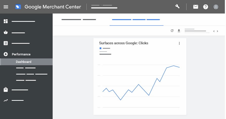 Google Merchant center dashboard