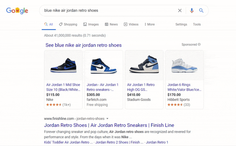 Google Shopping Ads show multiple images on hover.