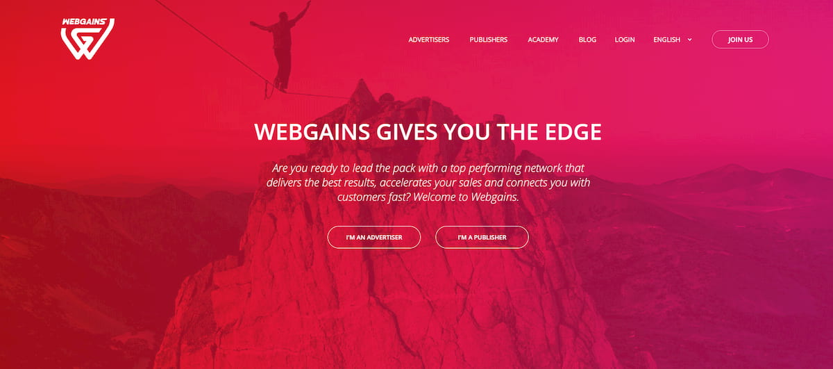 Webgains homepage