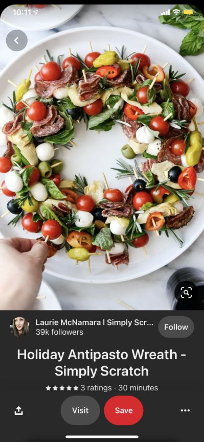 Pinterest Pin example with an Holiday Antipasto Wreath recipe
