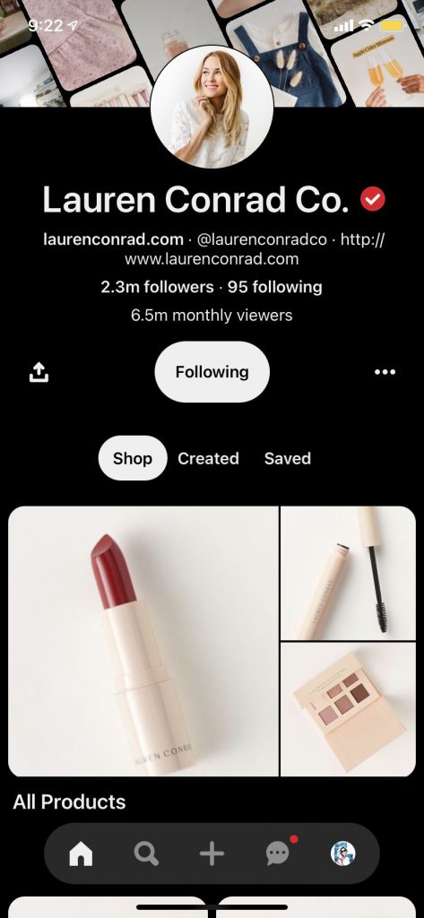 Pinterest Shop View