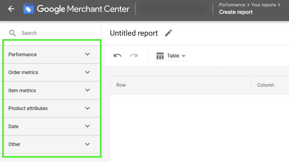 Google Merchant Center Create Custom Report Dashboard