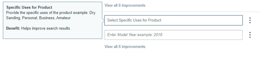 Select specific uses for product field